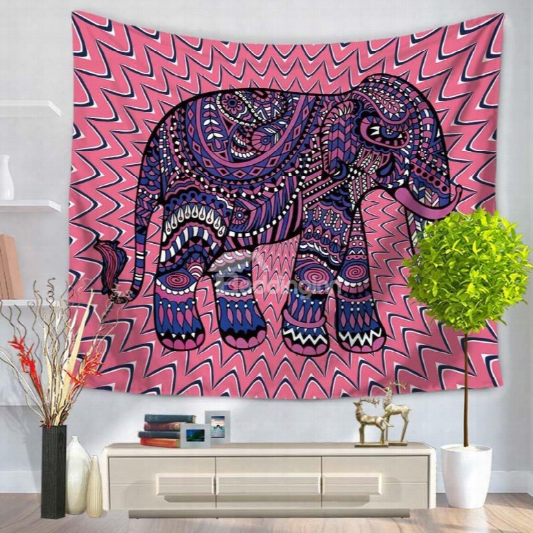 Mandala Psychedelic Elephant Pink Decorative Hanging Wall Tapestry