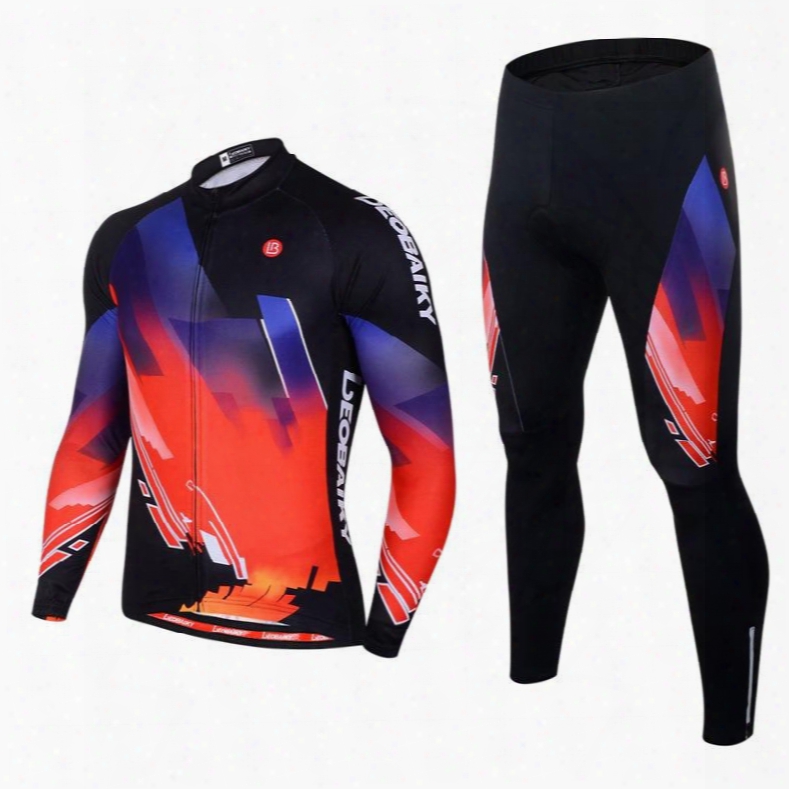 Men's Cycling Clothing Set Breathable Quick Dry Long Sleeve Jersey Glitter