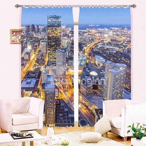 Modern City Scenery Print 3d Blackout Curtain