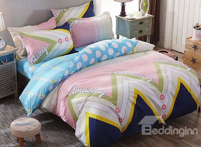Multicolor Geometric Pattern Polyester 4-piece Bedding Sets/duvet Covers