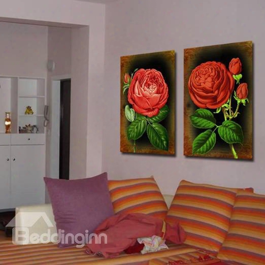 New Arrival Beautiful Rose Spray P Rint 2-piece Cross Film Wall Art Prints