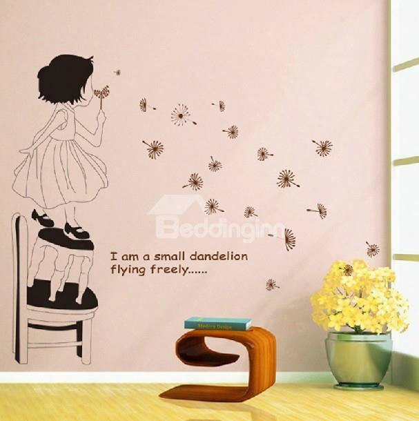 New Arrival Blowing Dandelion Girl Wall Stickers