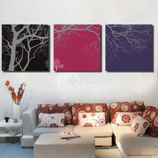 New Arrival Elegant Trees And Branches Print 3-piece Cross Film Wall Art Prints