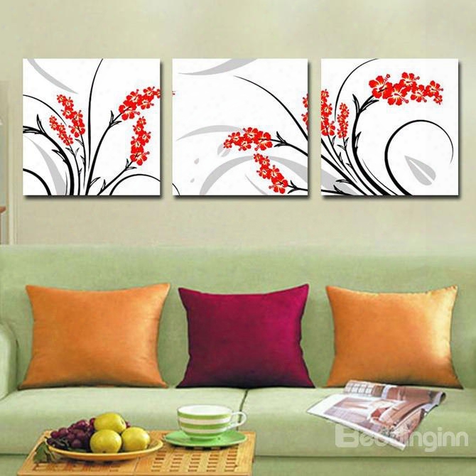 New Arrival Fancy And Blooming Red Flowers Canvas Wall Prints