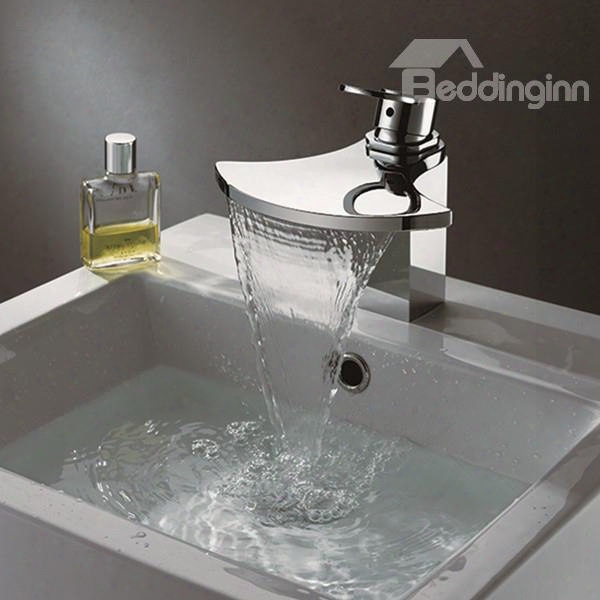 New Arrival Hot Selling Ginkgo-shaped Waterfall Bathroom Sink Faucet