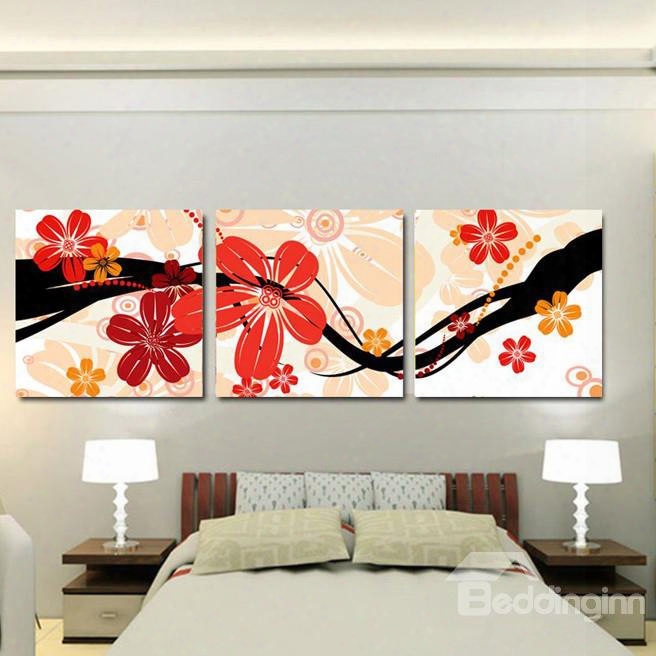 Recent Arrival Red And Orange Flowers Blossom Canvas Wall Prints