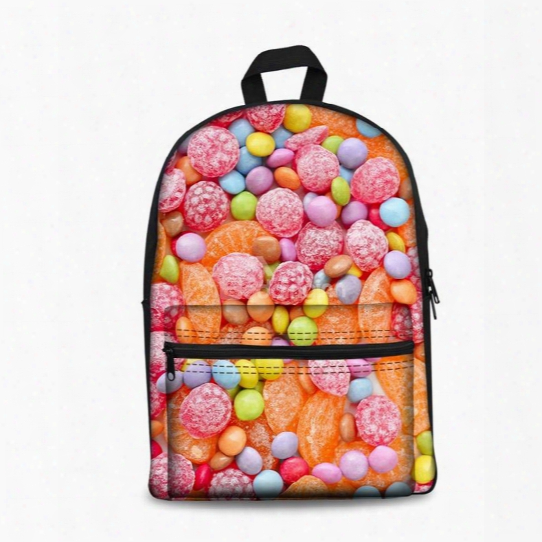 New Fashion 3d Colorful Pink Sweet Sugars Backpack Students School Campus Bags