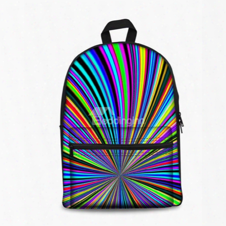 New Fashion 3d Radial Colorful Stripes Backpack Students School Campus Bags
