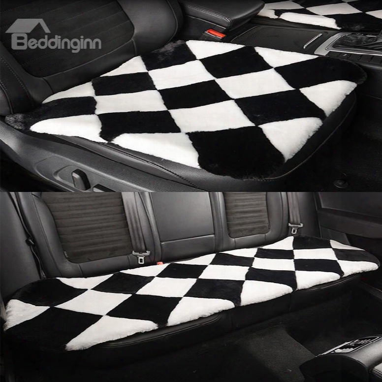 New Fashion Black And White Grid-like Design 3-pieces Universal Car Seat Mat