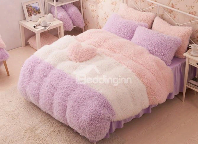 Noble Style Color Block Soft Velvet 4-piece Bedding Sets/duvet Cover