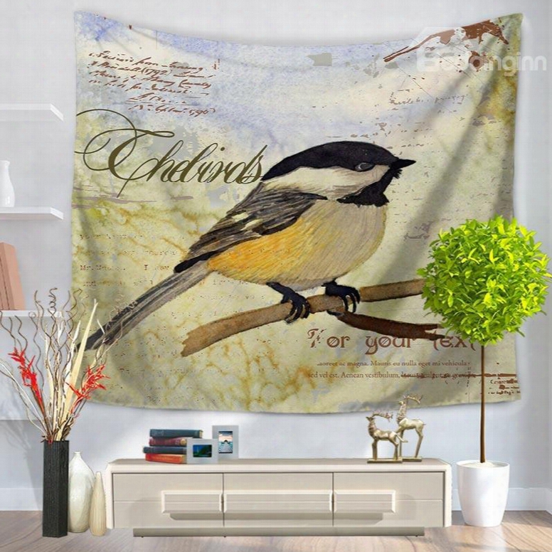 Oil Painting Lonely Bird In A Branch Decorative Hanging Wall Tapestry