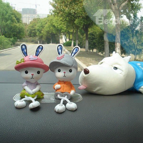 One Cute Couple Of Rabbits Creative Car Decor