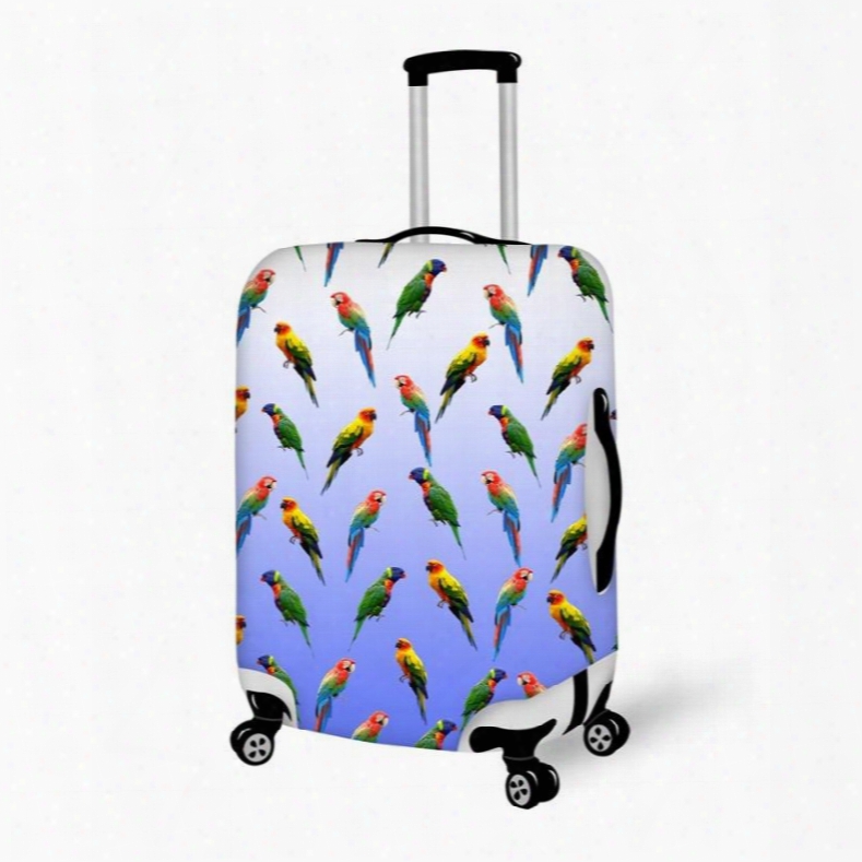 Parrot Animals Cute Gradual Change Blue Washable Waterproof Travel Zipper Nylon 3d Luggage Cover