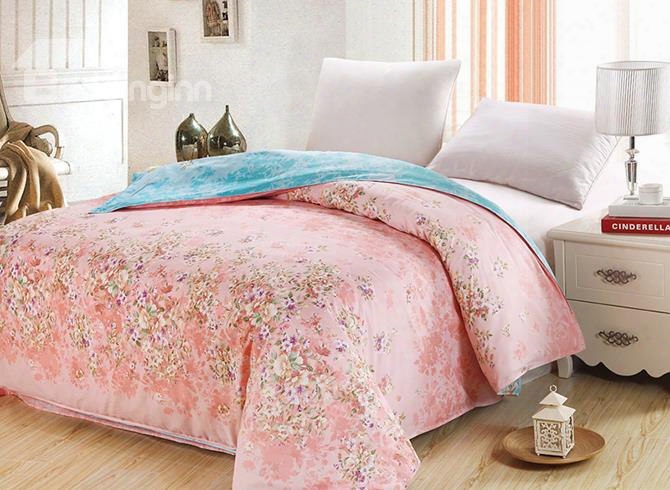 Pastoral Small Floral Pink 4-piece Cotton Duvet Cover Sets