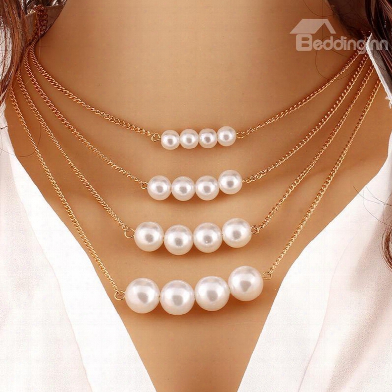 Pearl Multiple Layers Fashion Latest Design For Women Necklace