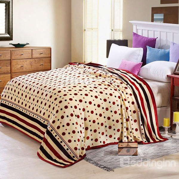 Polka Dots Print Muted Beige Bed Blanket