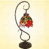 7 Inch and 40 W Tiffany Desktop Pendant Red Rose Cozy Colorful Glass Night Lamp