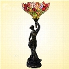 European Retro Tiffany Lamp the Statue of Liberty with Red Rose Bedroom Night Light