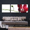 New Arrival Lovely Red Flower and Bud Print 3-piece Cross Film Wall Art Prints