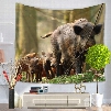 Plenty of Boars Walking Through Woods Pattern Decorative Hanging Wall Tapestry