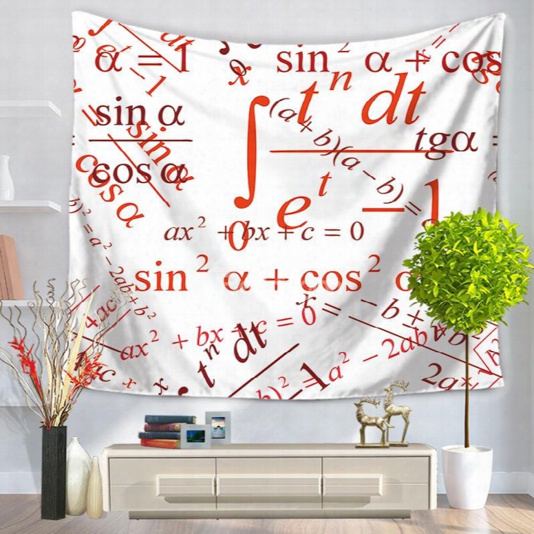 Red Color Trigonometric Function With White Bottom Color Pattern Decorative Hanging Wall Tapestry