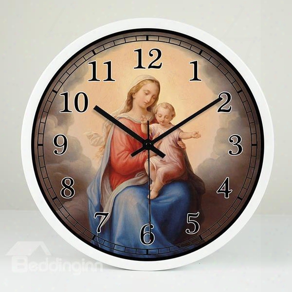 Religion Holy Mother And Jesus 12-inch Wall Clock