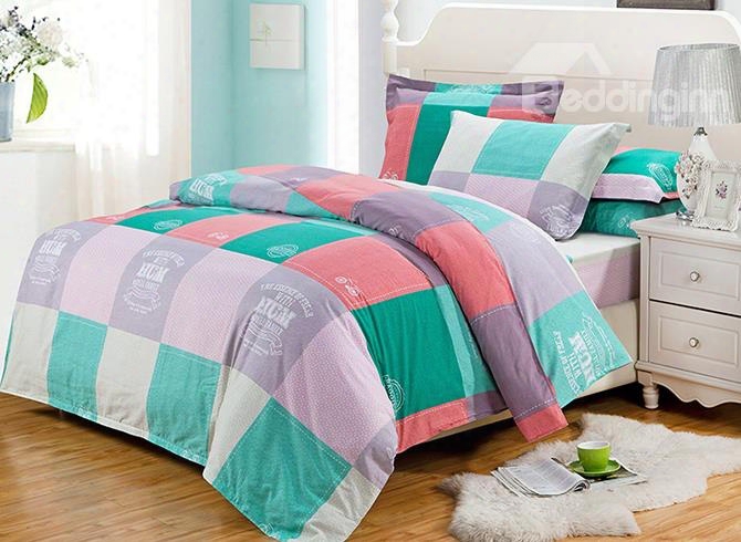 Scottish Plaid Style Cotton 4-piece Duvet Cover Sets