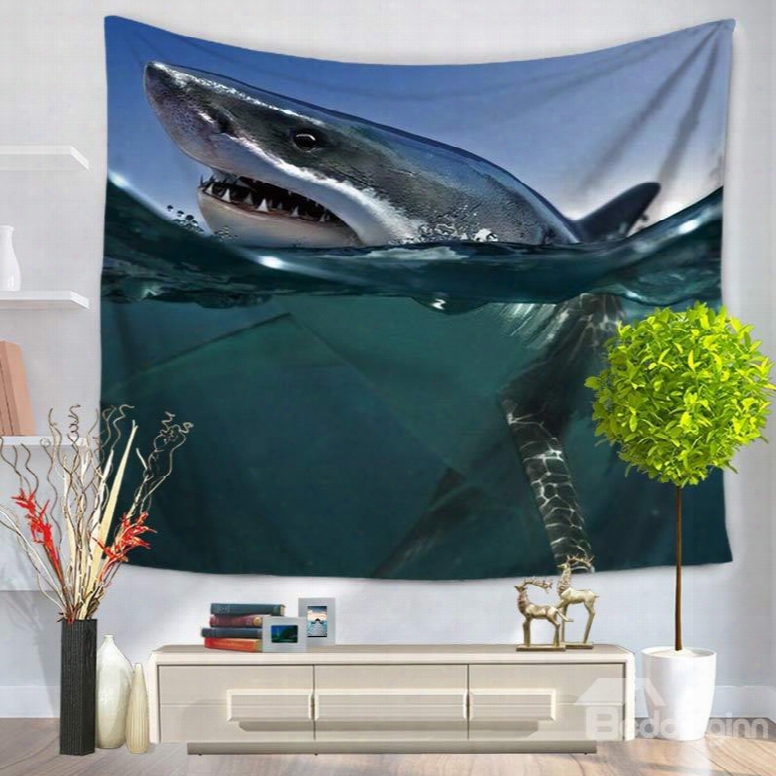 Shark Breath Above The Sea Surface Pattern Decorative Hanging Wall Tapestry