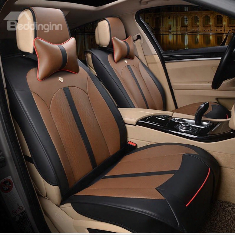 Sleek And Modern Design Smooth Leather Business Style Universal Fit Car Seat Covers