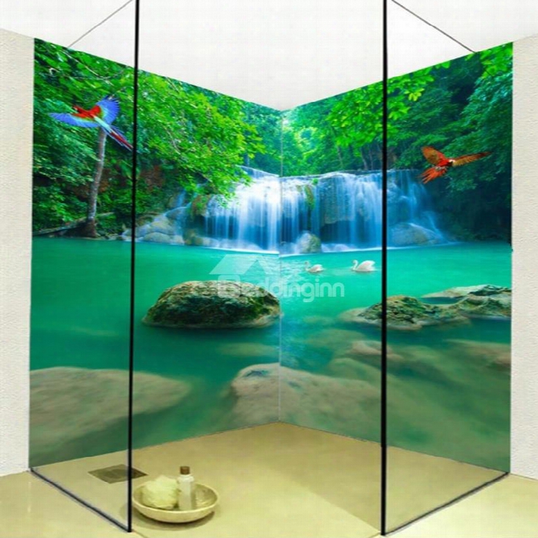 Special Intermountain Waterfalls Pattern Waterproof 3d Bathroom Wall Murals