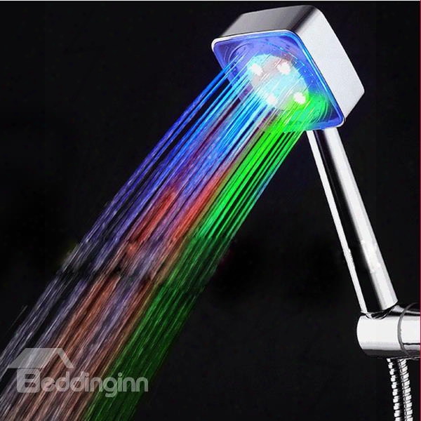 Square Wall Mounted Led Multicolor 7 Colors Changing Water Glow Light Shower Head