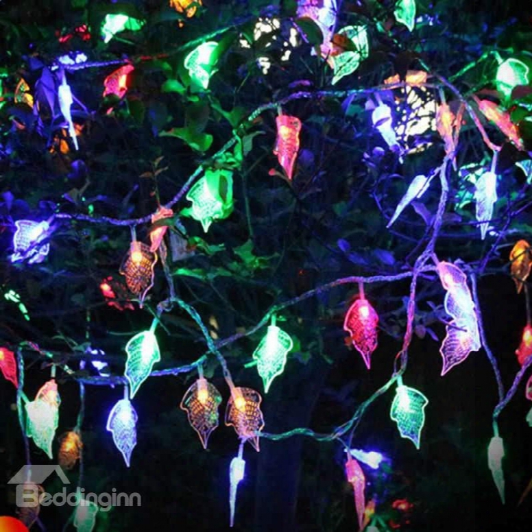 Stunning Colorful Leaves Shape Design 32.8 Feet Christmas Decoration Waterproof Battery Led Lights