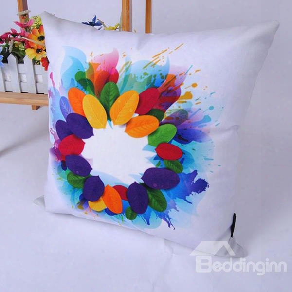 Stylish Digital Printing Multicolor Leaves Throw Pillowcase