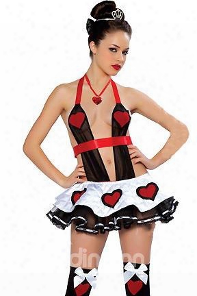 Super Sexy Queen Of Heart Open Bowknot Back Costume