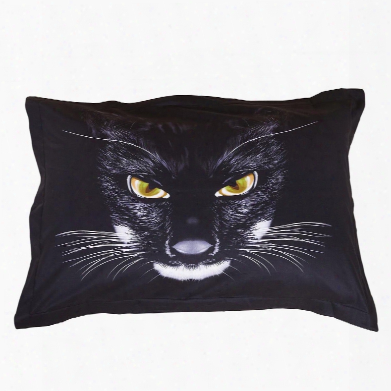 The Black Panther Head Print One Pair Cotton Pillowcases