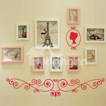 Top Selling Wall Photo Frame Set With Rose Wall Stickers