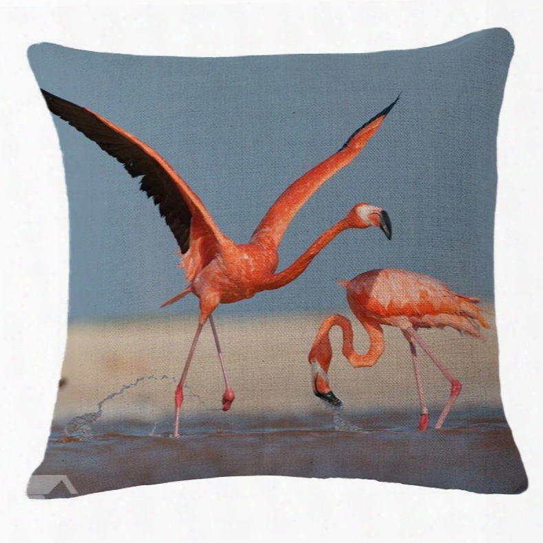 Two Pink Flamingos 3d Printed Throw Pillow