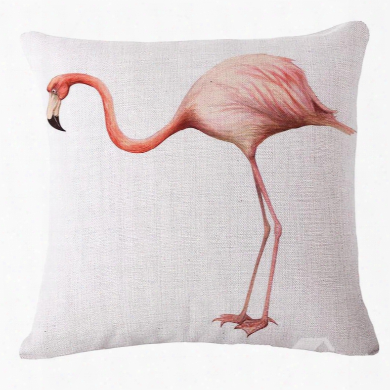 Unique Pink Flamingo 3d Printed White Throw Pillow