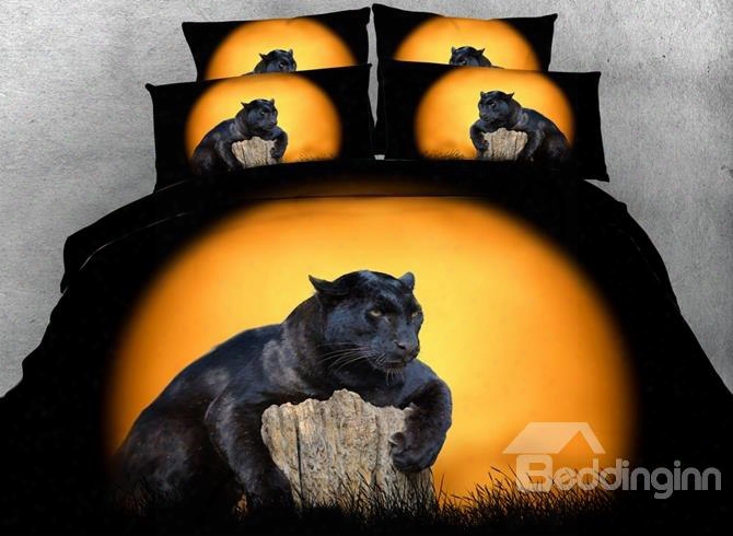 Vivid Lying Panther Print 5-piece Comforter Sets