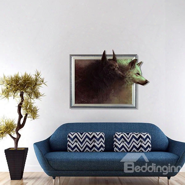 Wild Wolf Framed Picture Removable 3d Wall Sticker