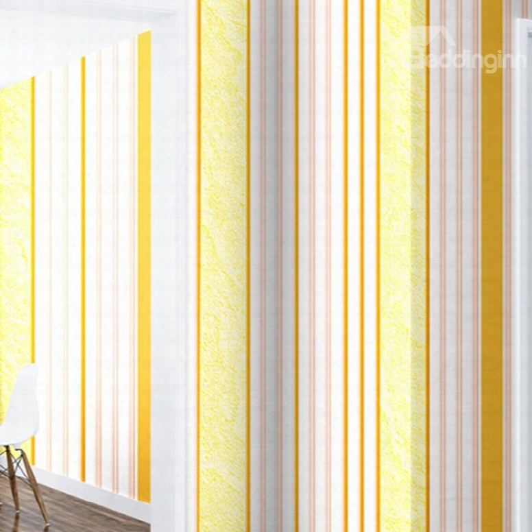 Yellow Vertical Stripes Durable Waterproof And Eco-friendly 3d Wall Mural