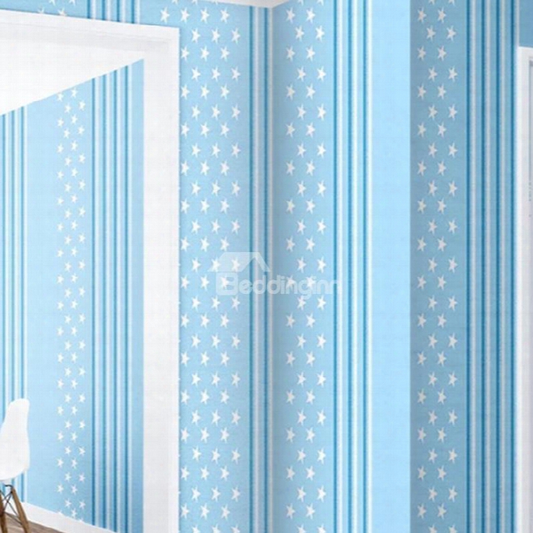 3d Blue Background With Five-pointed Stars Sturdy Waterproof And Eco-friendly Wall Mural