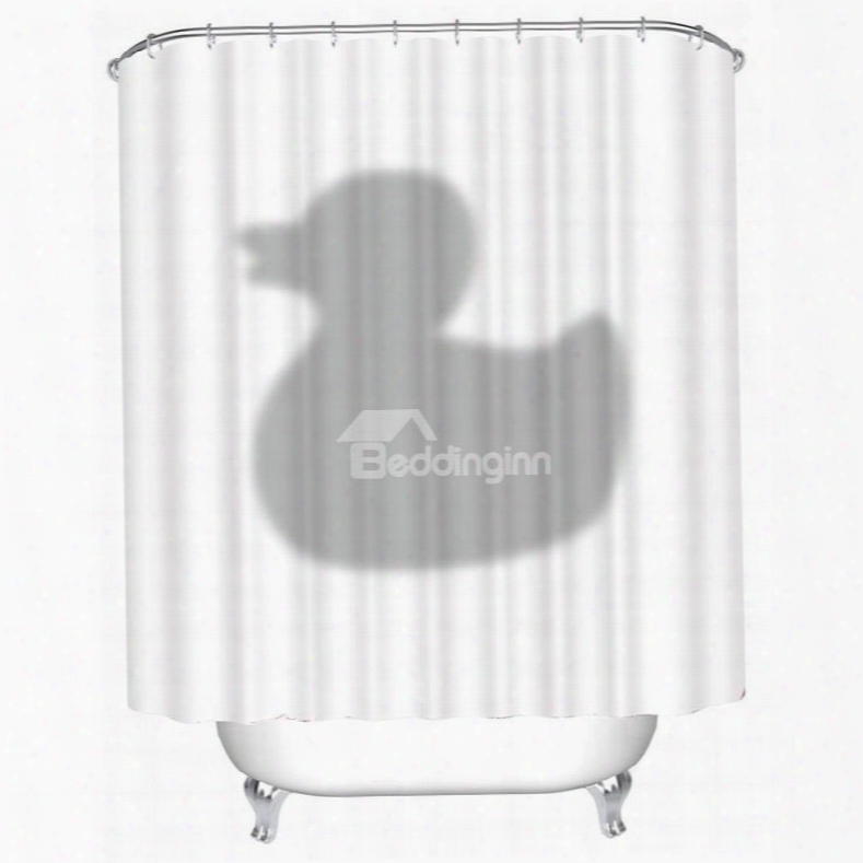 3d Grey Duck Printed Polyestter Waterproof Antibacterial And Eco-friendly White Shower Curtain