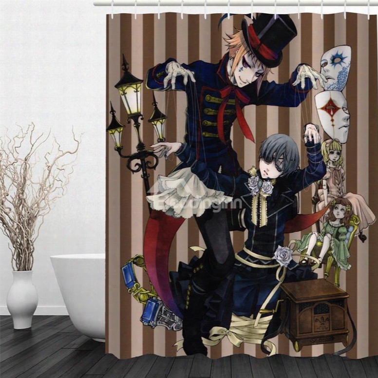 3d Halloween Wizards And Masks Polyester Waterproof Anfibacterial And Eco-friendly Shower Curtain