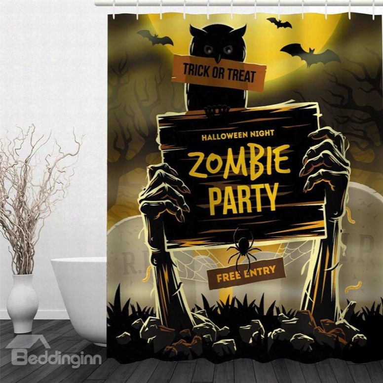 3d Halloween Zombie Party Polyester Waterproof Antibacterial And Eco-friendly Shower Curtain