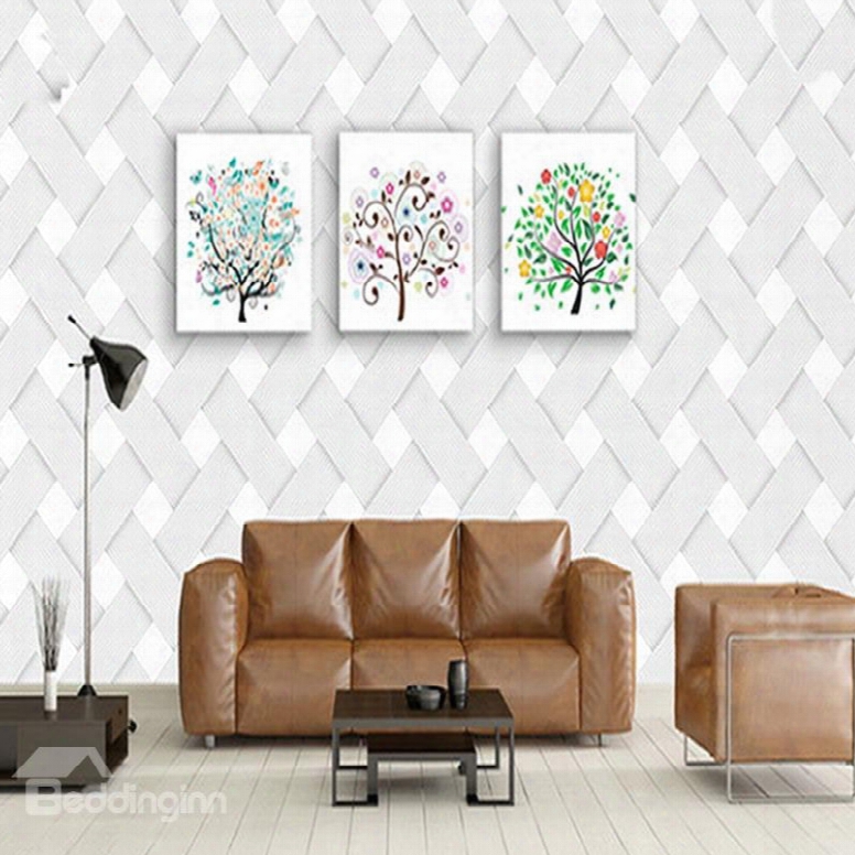 3d White Knits Printed Pvc Sturdy Waterproof And Eco-friendly Wall Mural