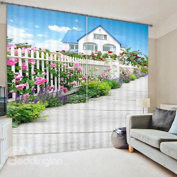 A Small Path With Flowers Print 3d Blackout Curtain