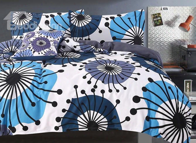 Adorila 60s Brocade Flying Dandelion Pattern 4-piece Cotton Bedding Sets/duvet Cover