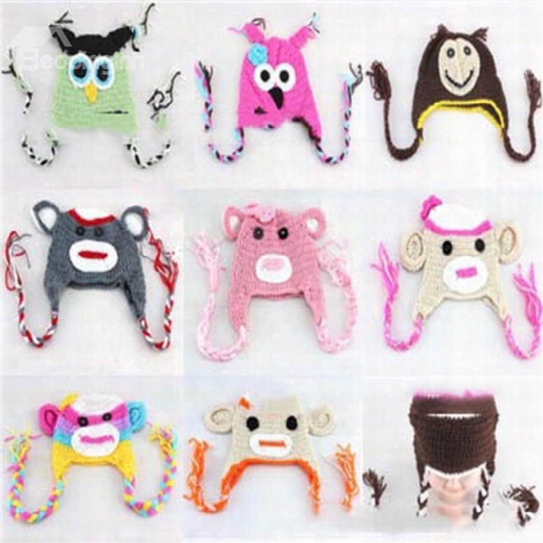 Animal Shaped Yarn Cute Multi-color Kids Hat