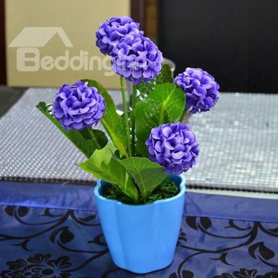 Beautiful Hydrangea In Flower Design Pot Artificial Flower Set